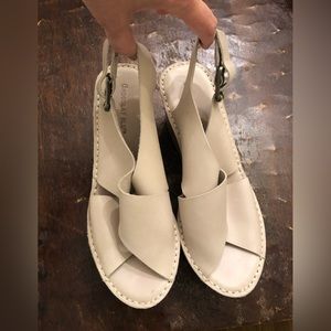 Chocolate blu bone colored wedge sandals. Size 6.5.